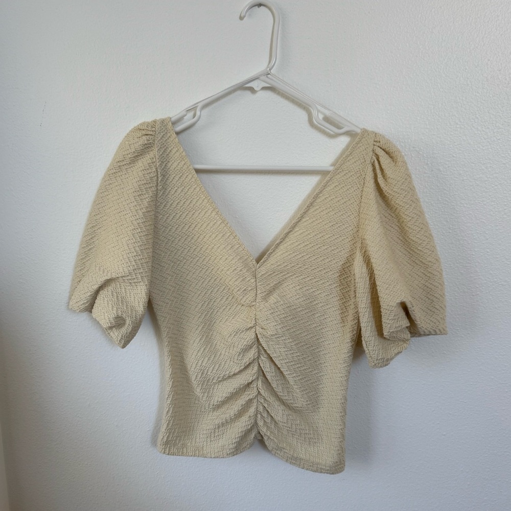 Free People Cream Puff Sleeved Top